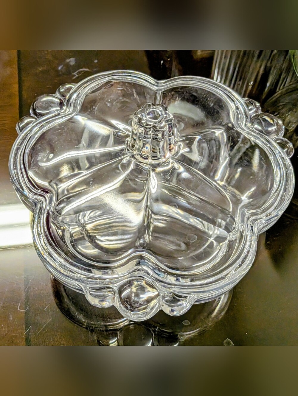 1940s Duncan & Miller Canterbury 3 Part Covered Candy Dish